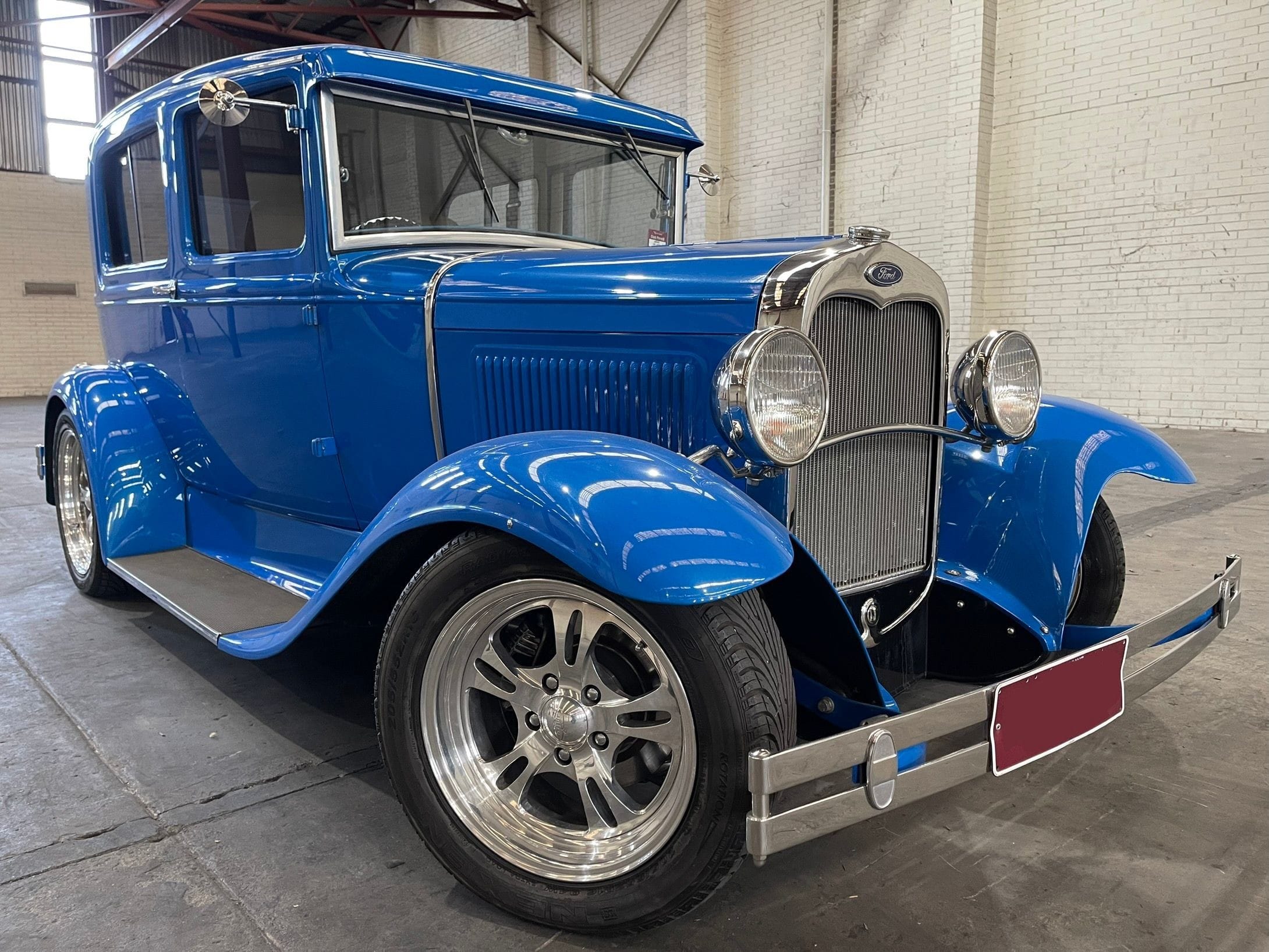 Royal Blue 1930 Ford Hot Rod polished to a mirror sheen.